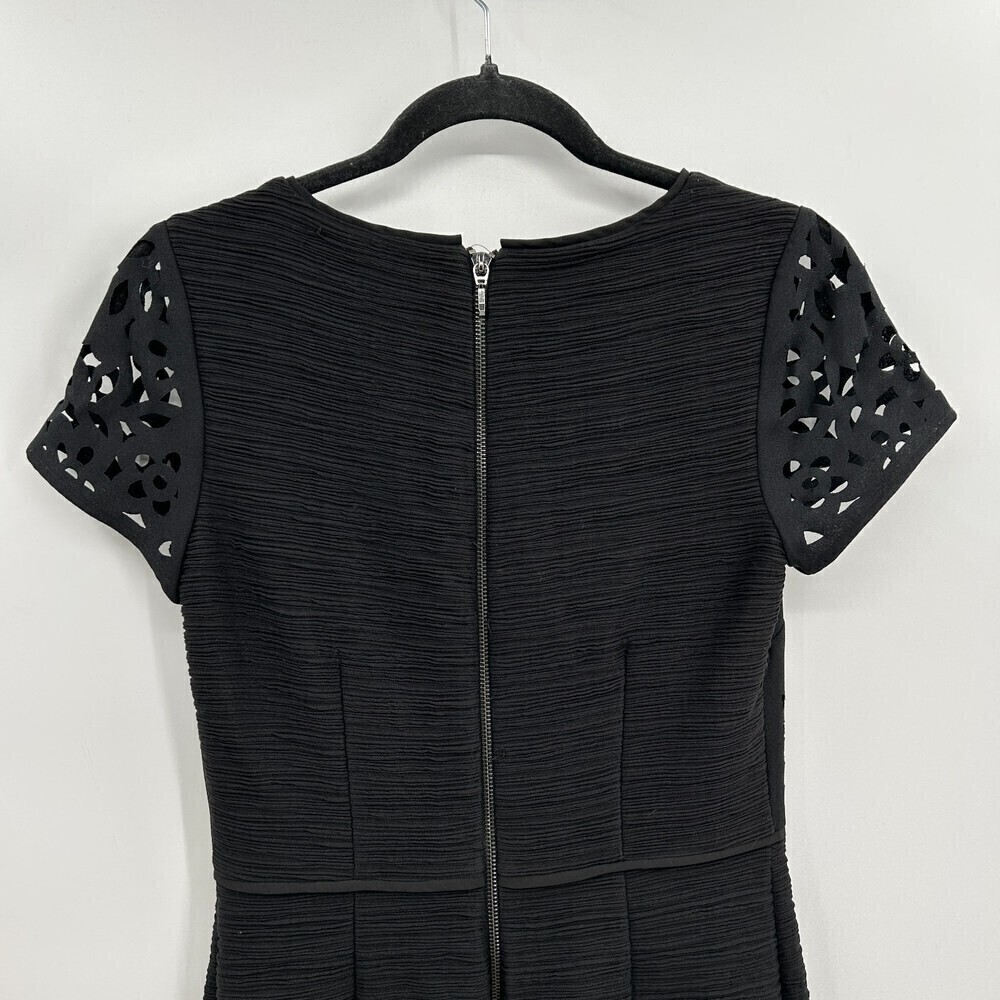 ANTHROPOLOGIE Maeve Black Nude Floral Lasercut Basalt Sheath Dress Office Size 2 - Picture 9 of 13